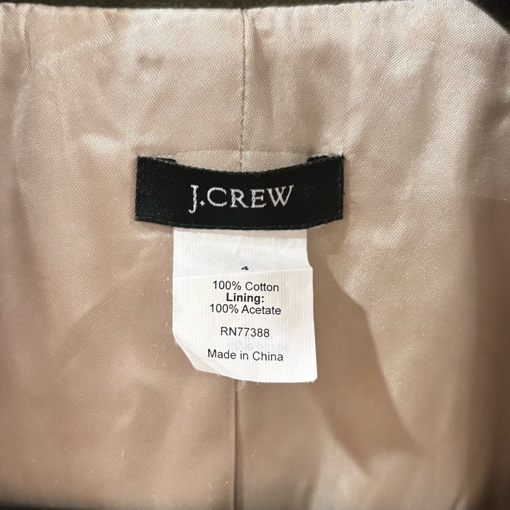 J.Crew Olive Green Velvet Blazer – Size 4 – Tailored Fit, Fully Lined - Picture 4 of 10